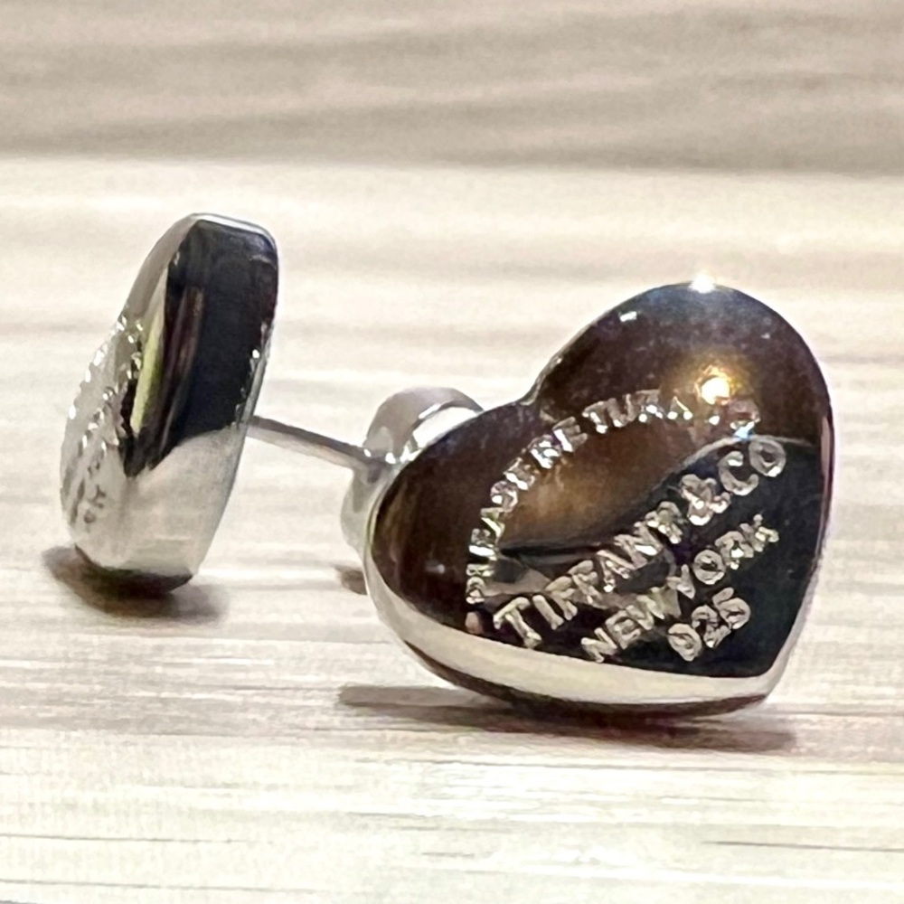 Designer Inspired Stainless Steel Heart Stud Earrings - Picture 4 of 5